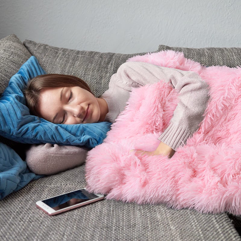 BENRON Baby Pink Throw Blankets, Soft Shaggy Plush Sherpa Blankets, Cozy Lightweight Fluffy Faux Fur Blankets for Bed Couch Sofa Washable, 60"x80" - Image 3
